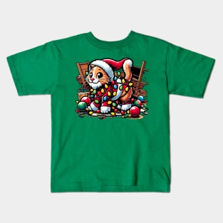 Festive Feline Fumble Kids T-Shirt